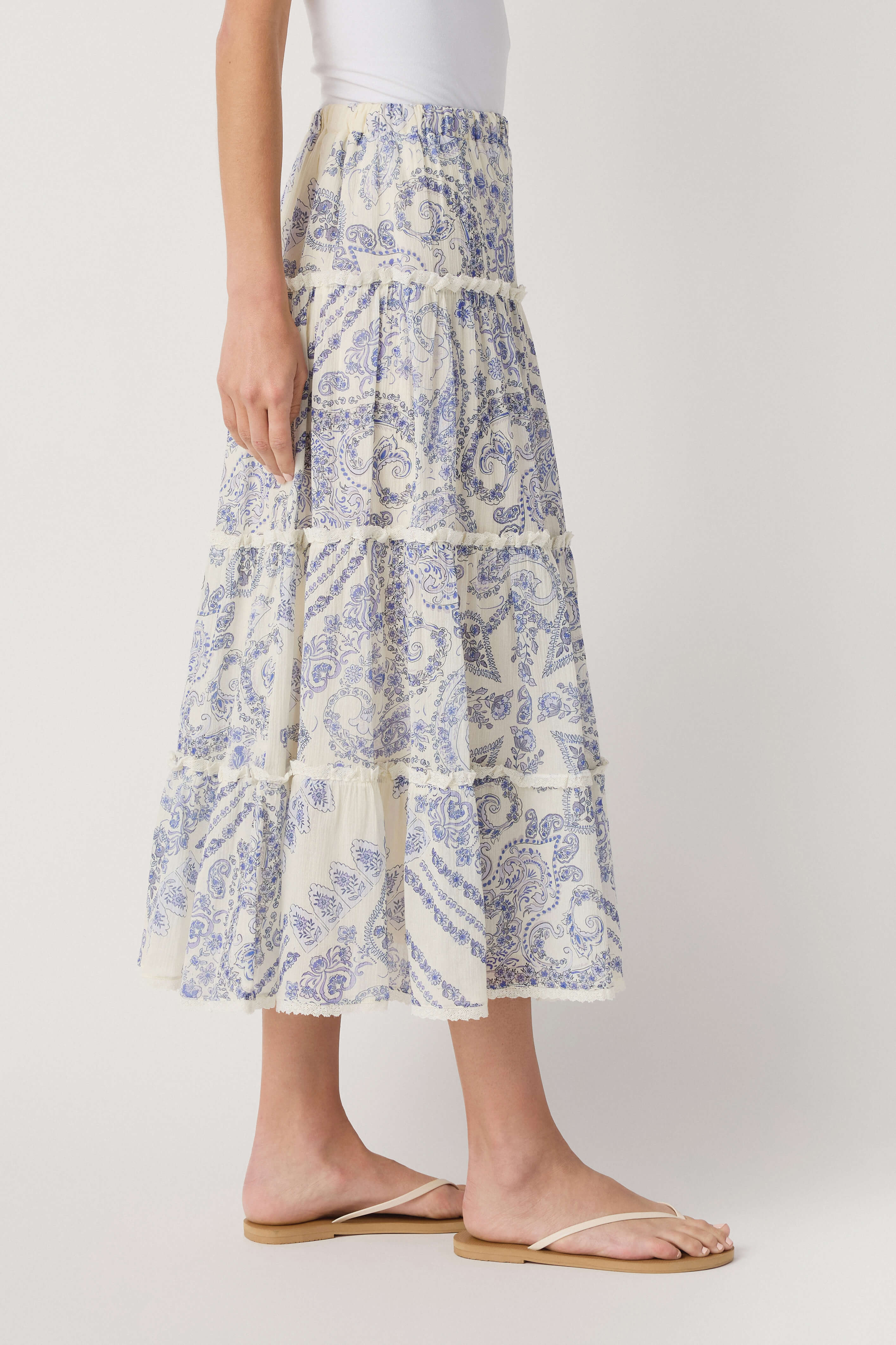Olivaceous Kyra Tiered Maxi Skirt