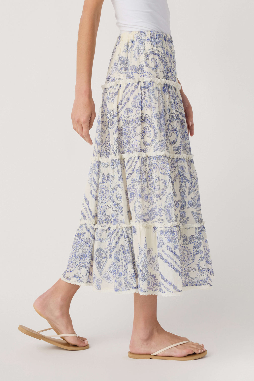 Olivaceous Kyra Tiered Maxi Skirt