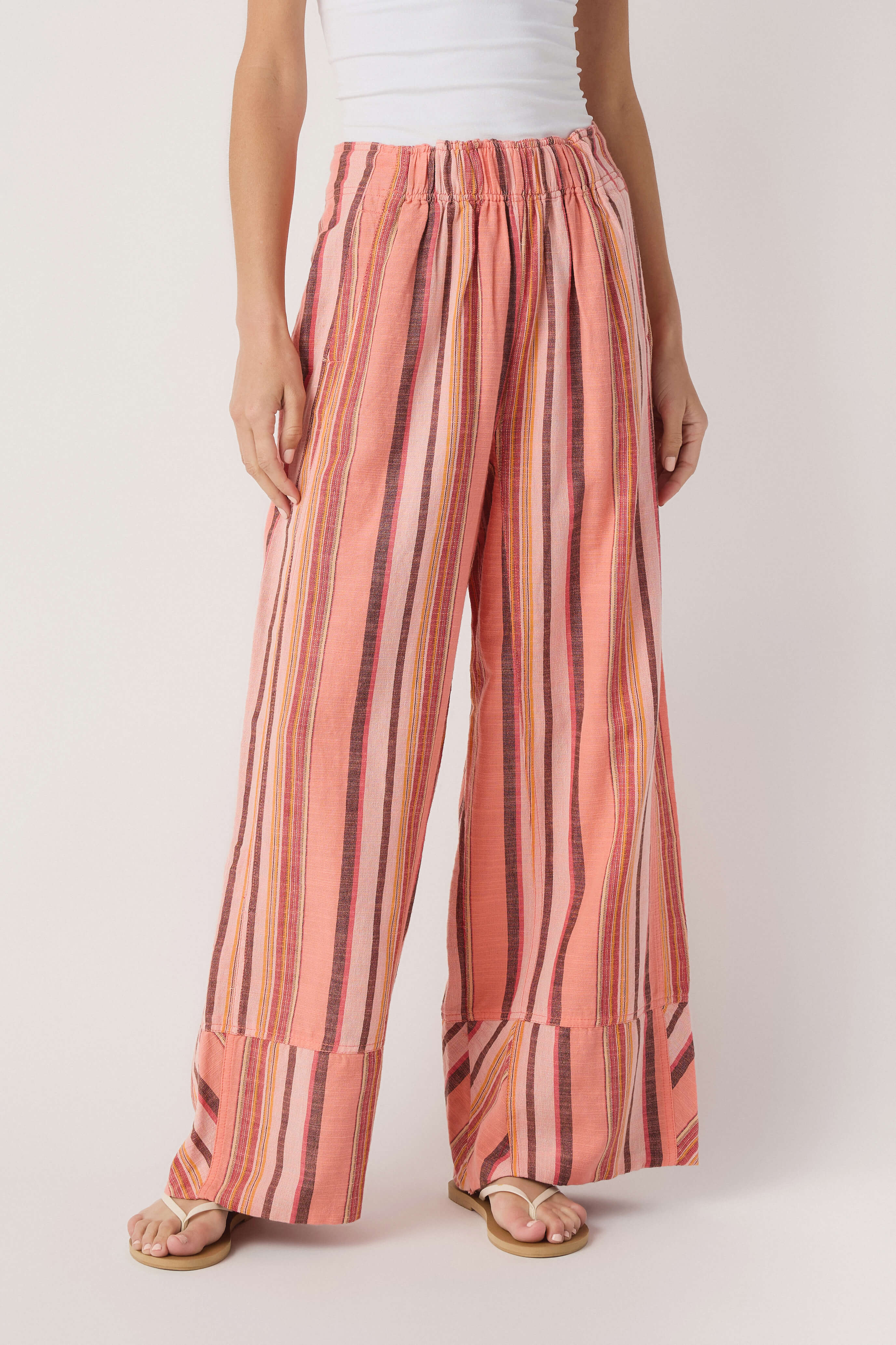 Free People Days End Solar Linen Stripe Pants