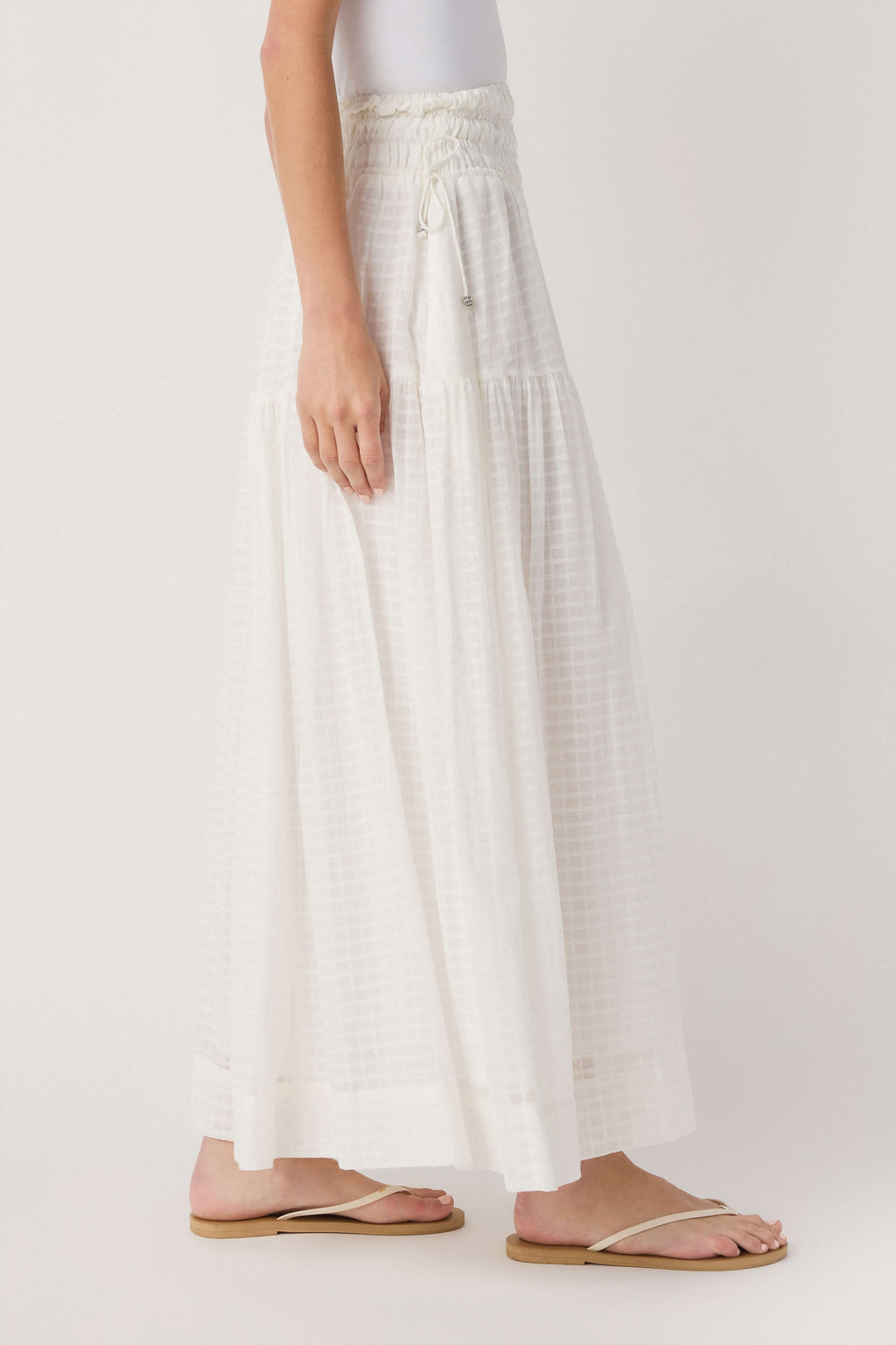 Elan Smock Waist Tiered Maxi Skirt