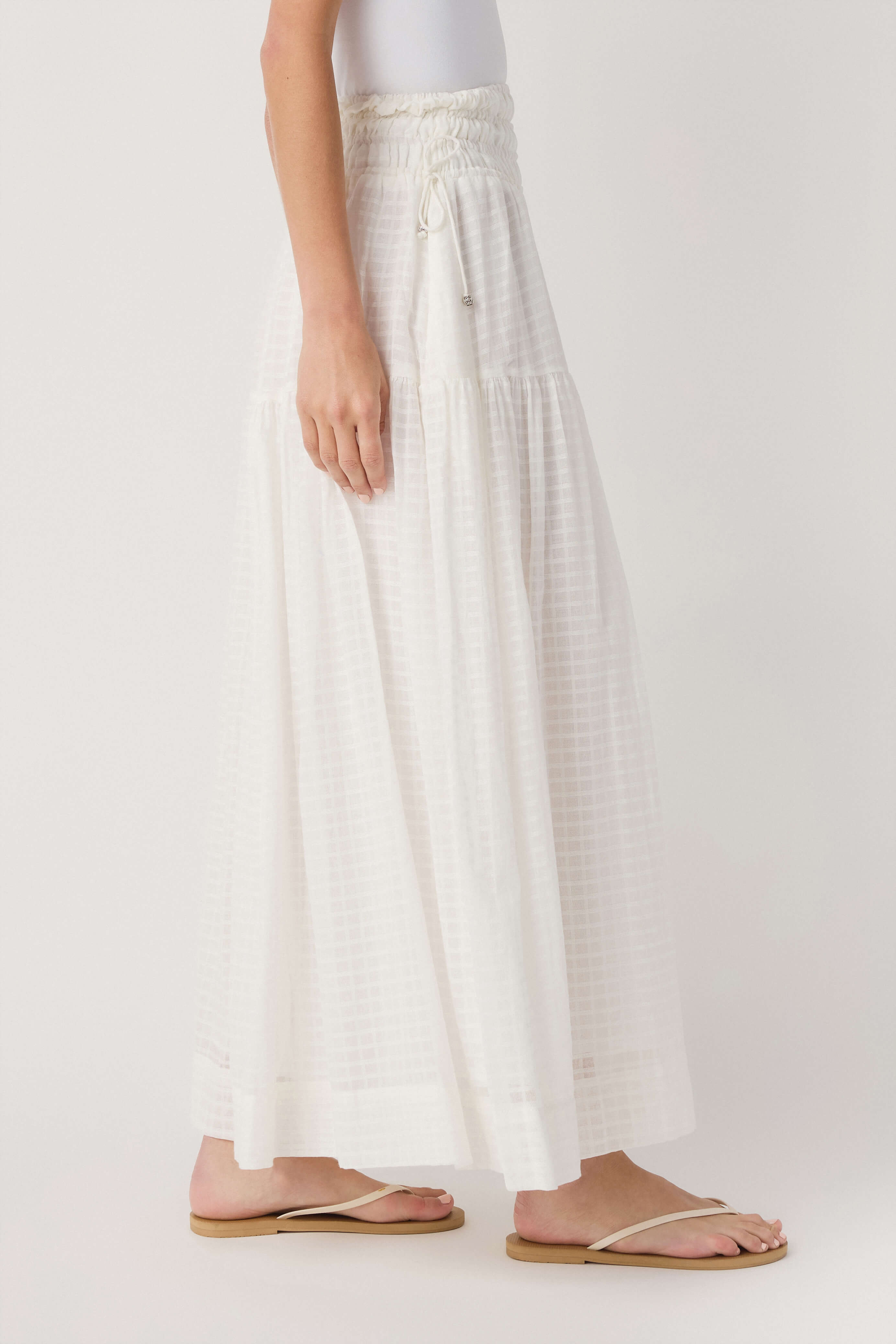 Elan Smock Waist Tiered Maxi Skirt