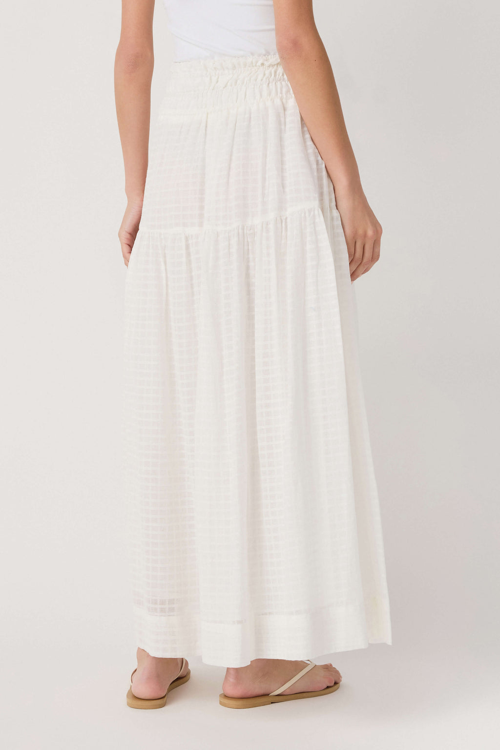 Elan Smock Waist Tiered Maxi Skirt