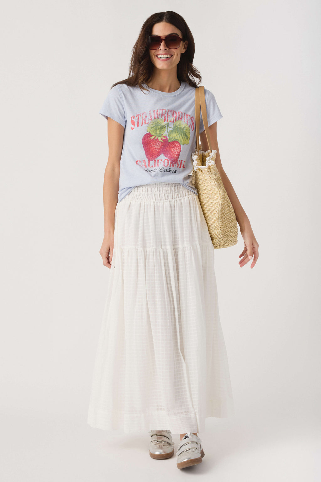 Elan Smock Waist Tiered Maxi Skirt