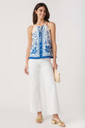 Skies Are Blue Border Print Halter Top