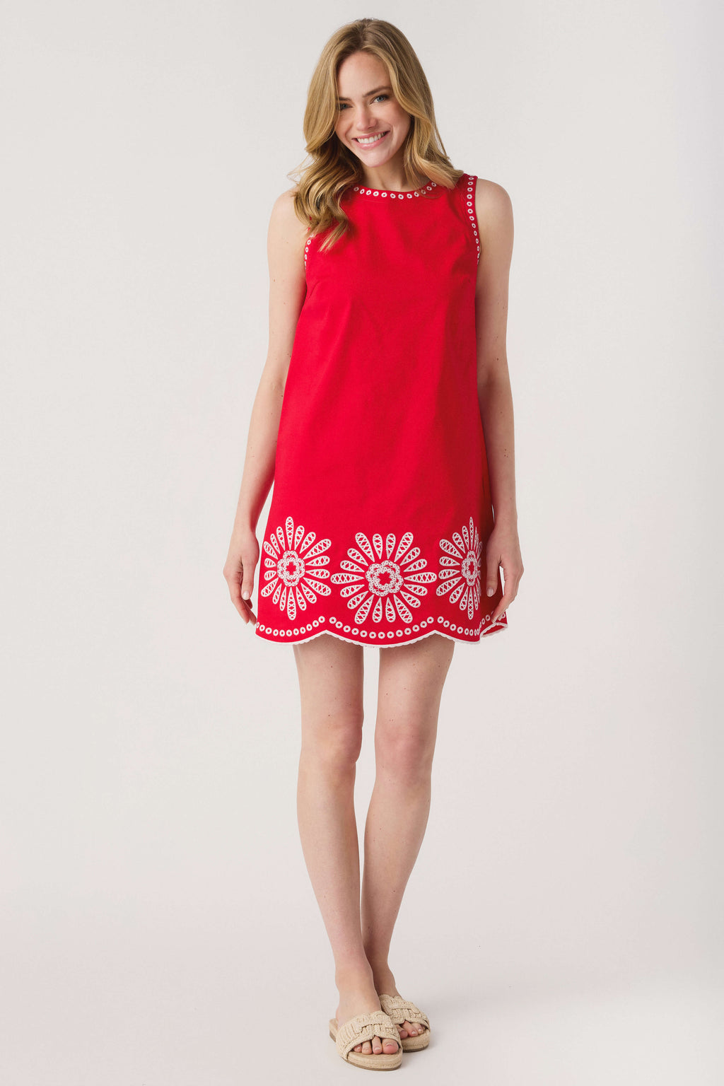 Pinch Floral Embroidered Mini Dress