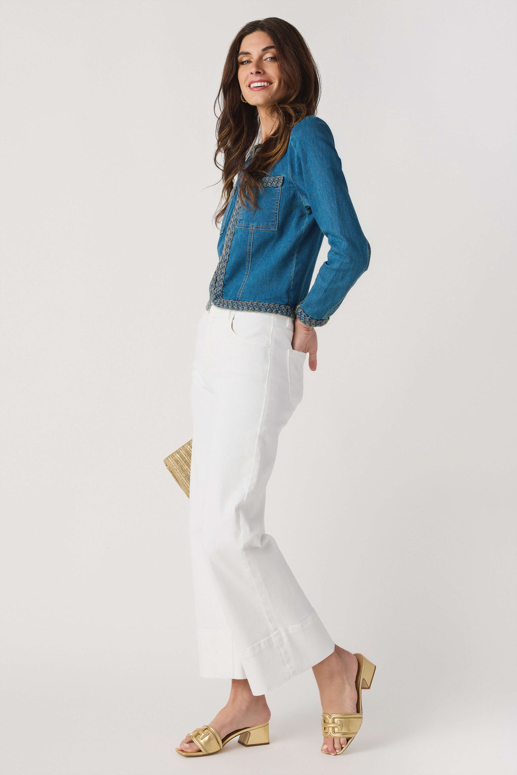 Fate Braided Trim Denim Jacket