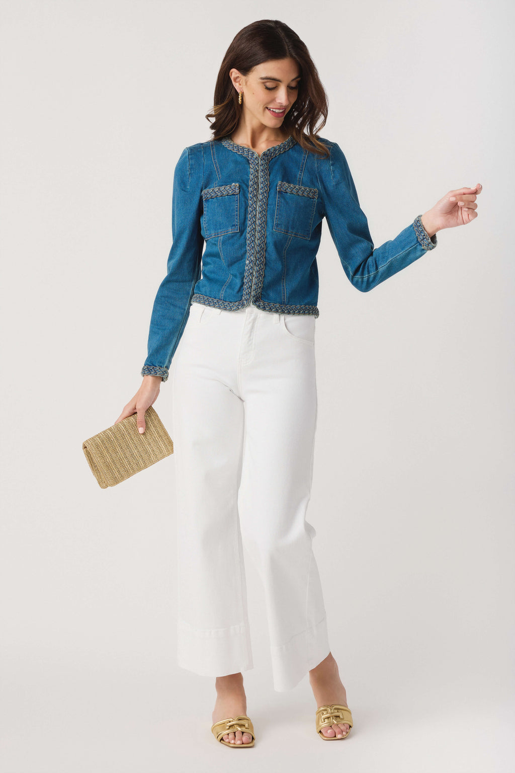 Fate Braided Trim Denim Jacket
