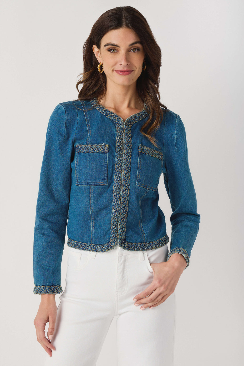 Fate Braided Trim Denim Jacket
