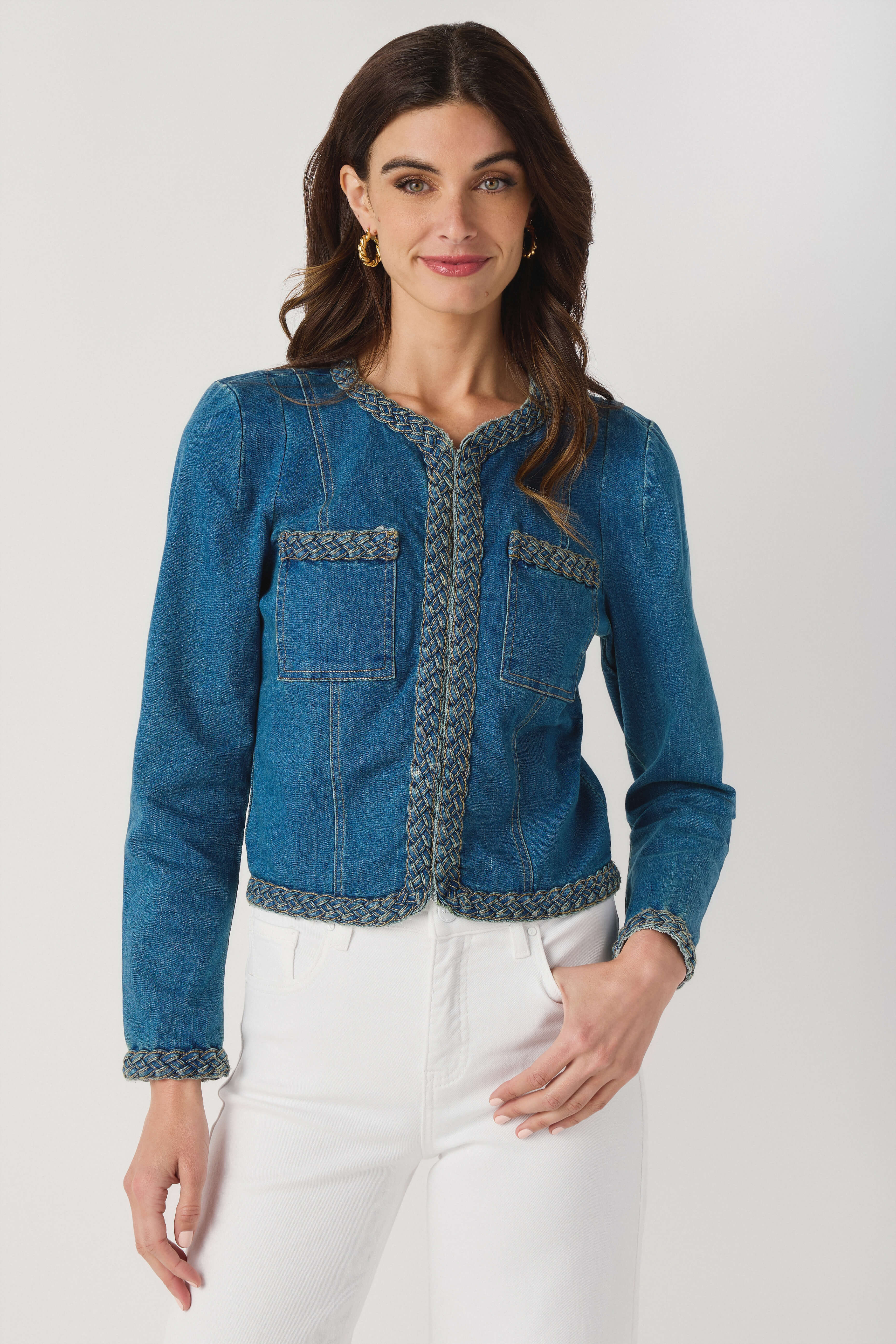 Fate Braided Trim Denim Jacket