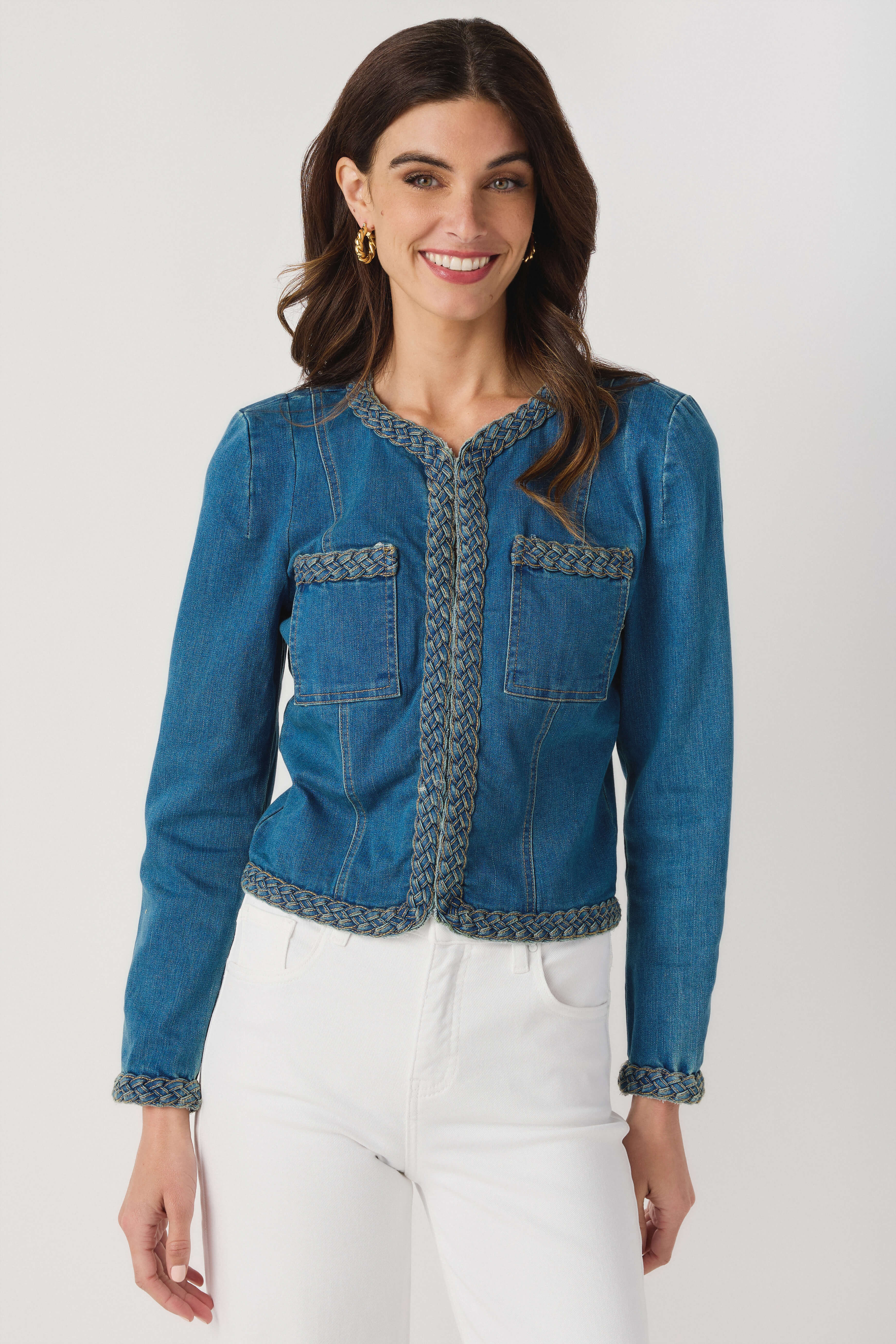 Fate Braided Trim Denim Jacket