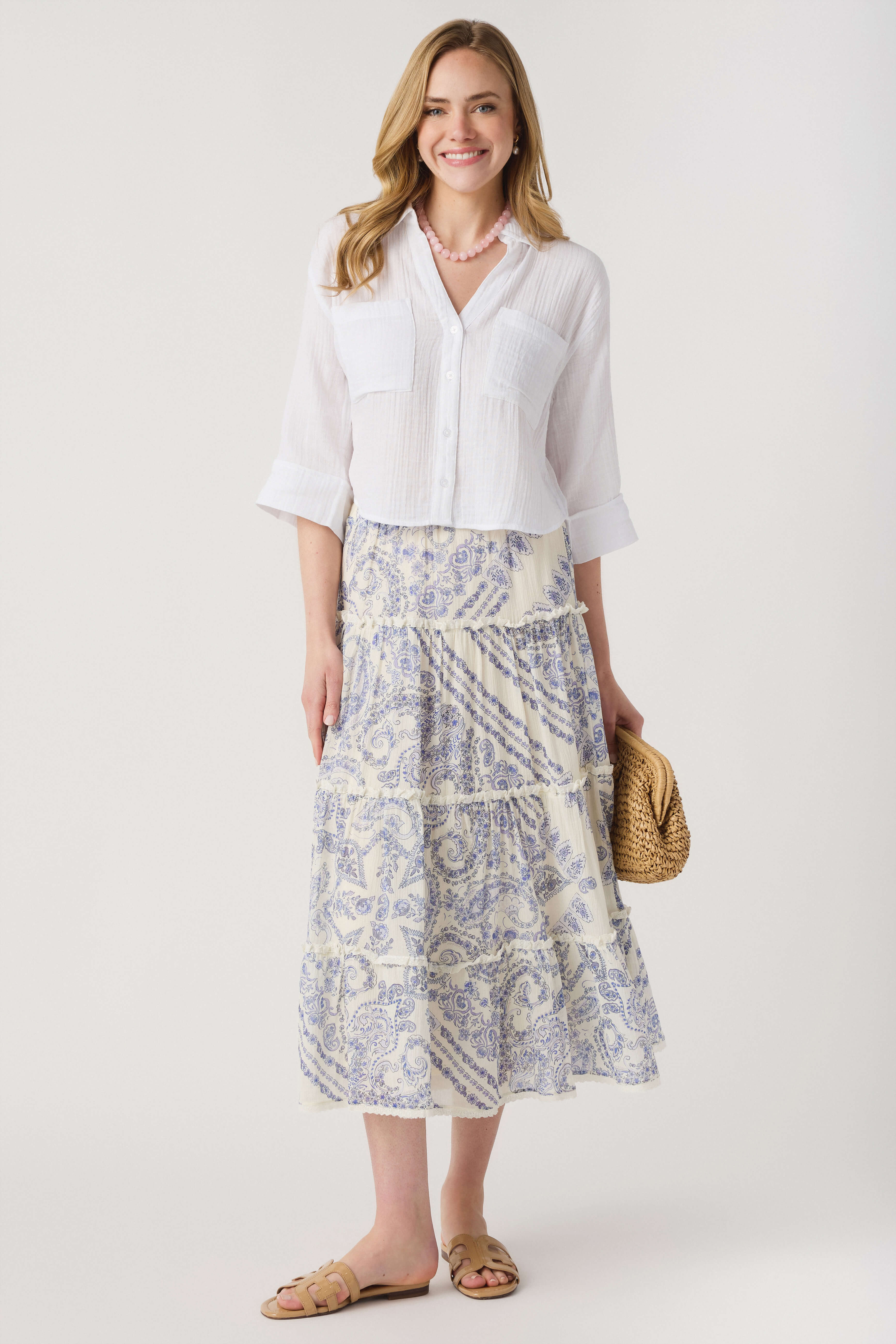 Olivaceous Kyra Tiered Maxi Skirt
