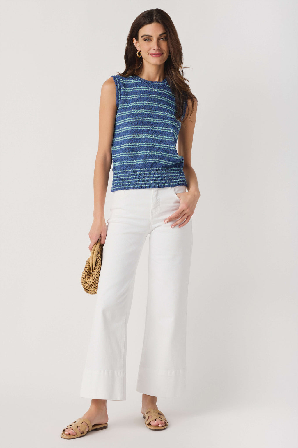 Pinch Striped Knit Sweater Top