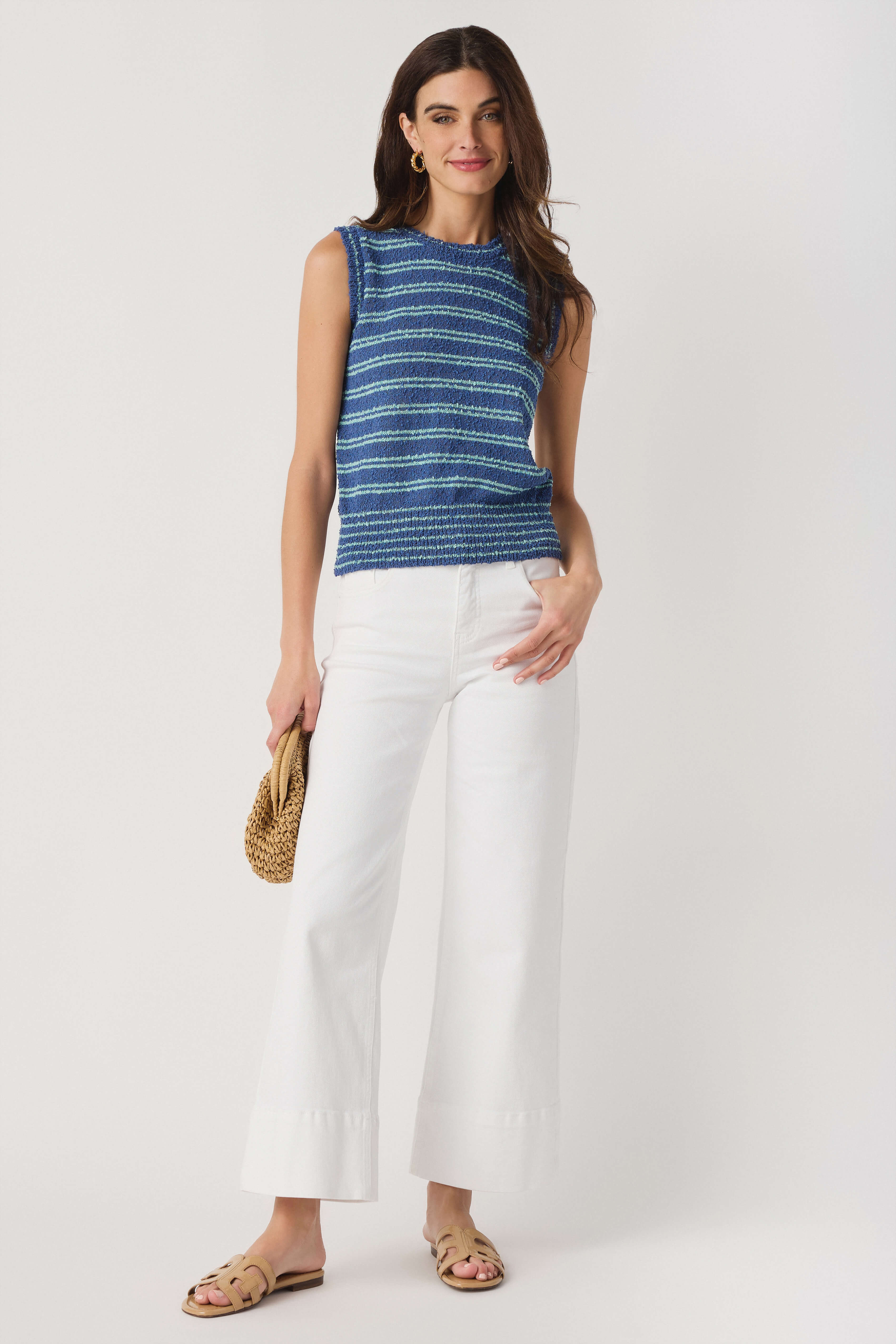 Pinch Striped Knit Sweater Top