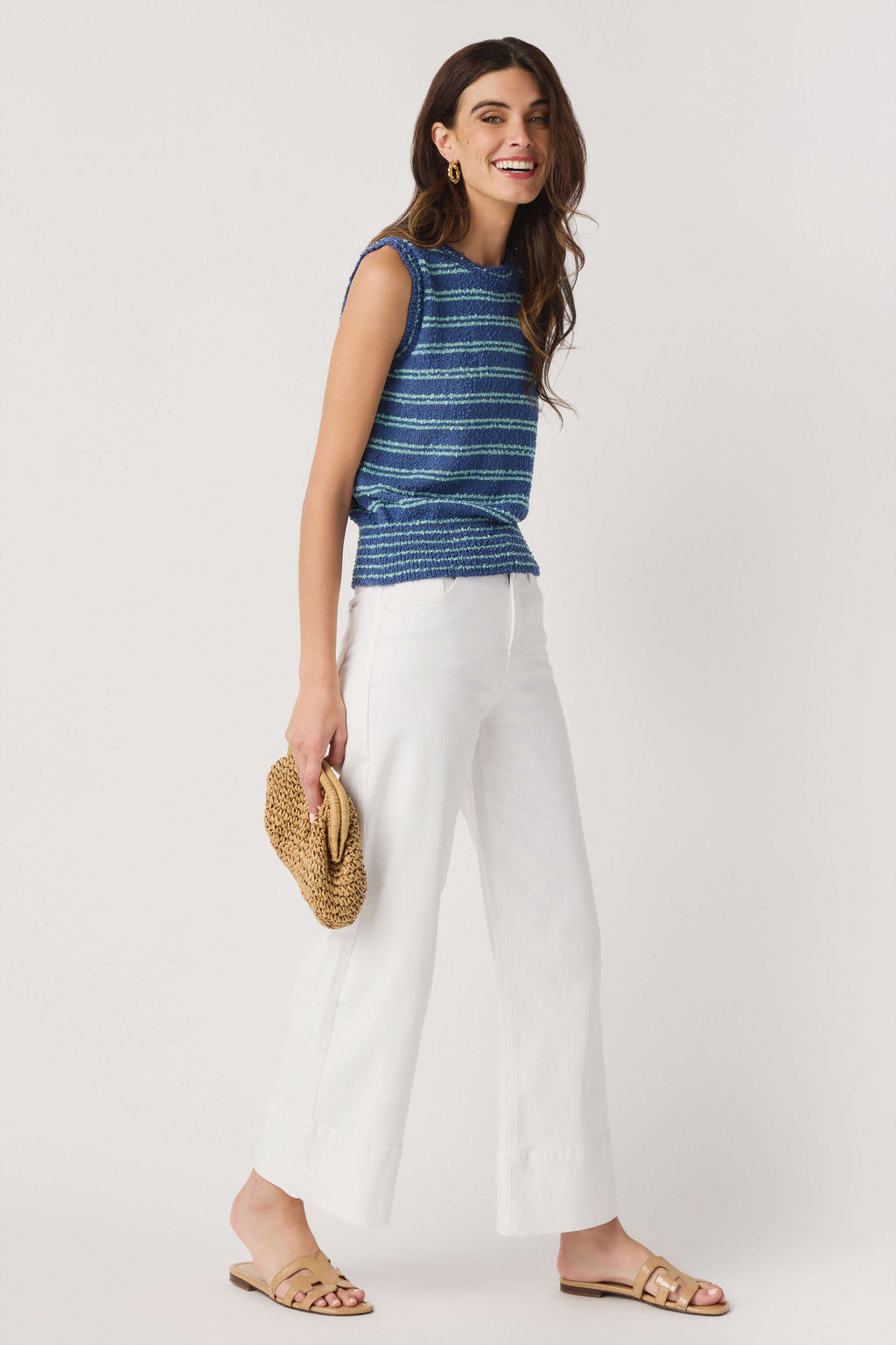 Pinch Striped Knit Sweater Top