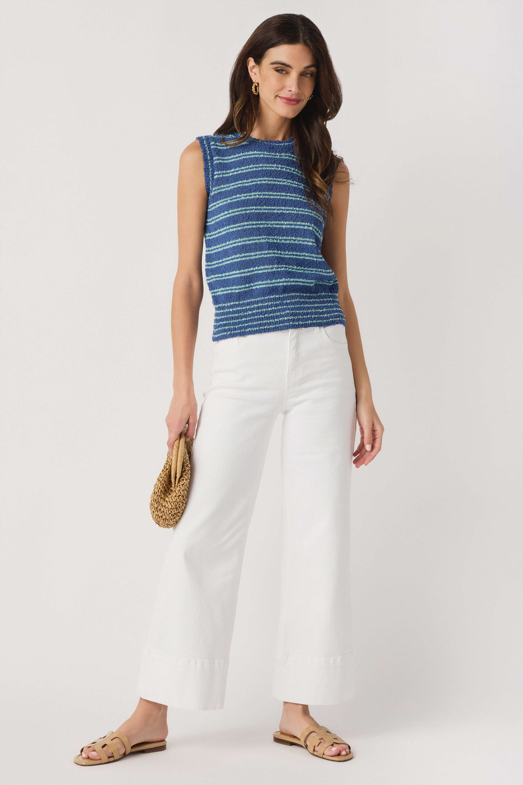 Pinch Striped Knit Sweater Top