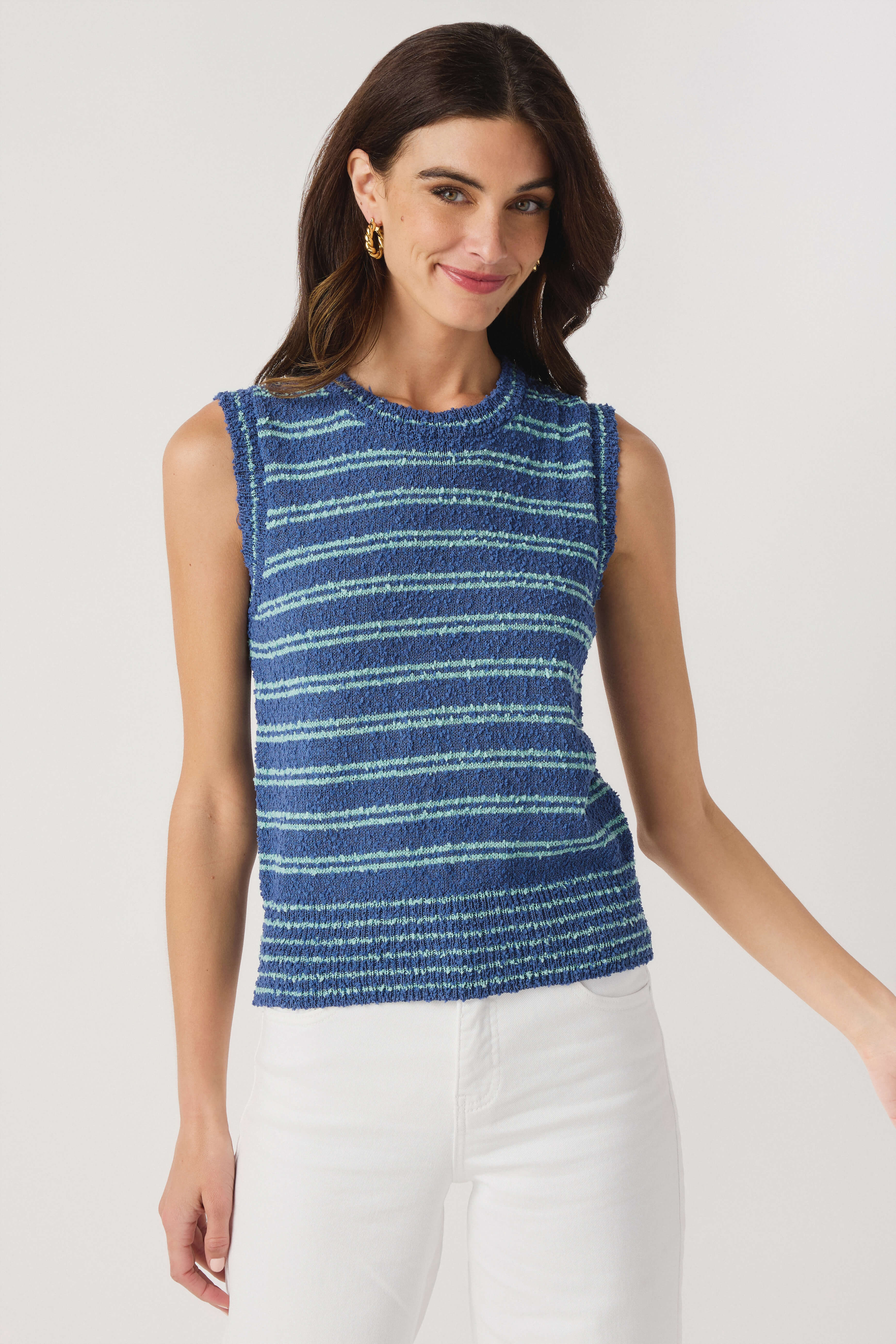 Pinch Striped Knit Sweater Top