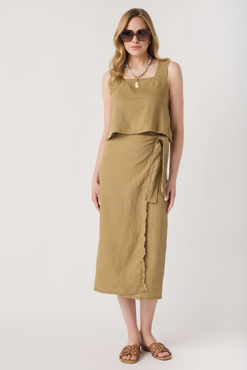 Miou Muse Raw Hem Wrap Skirt