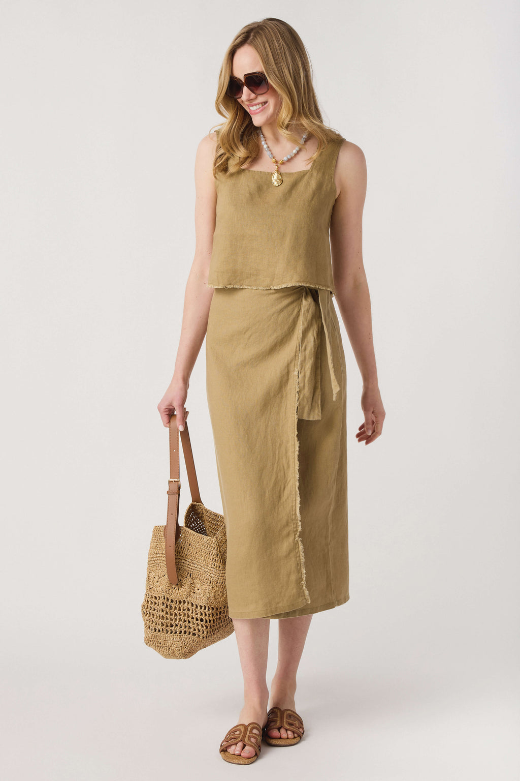 Miou Muse Raw Hem Wrap Skirt