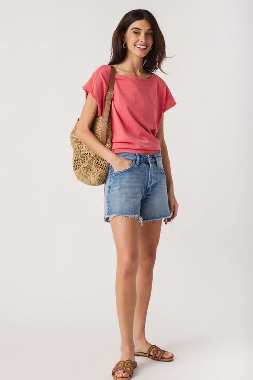 Risen Keira High Rise Raw Hem Shorts