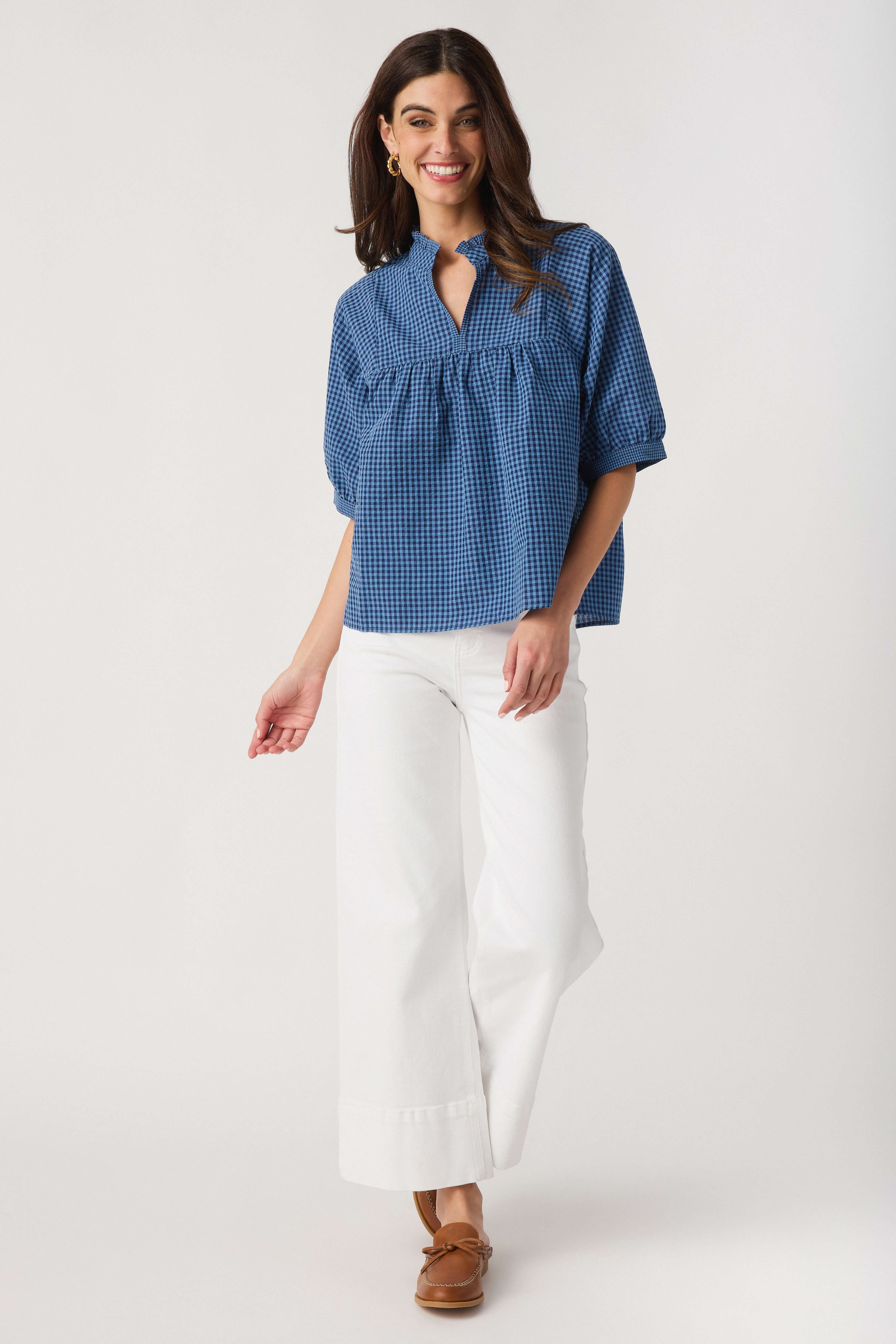 Wishlist Plaid Mock Neck Blouse