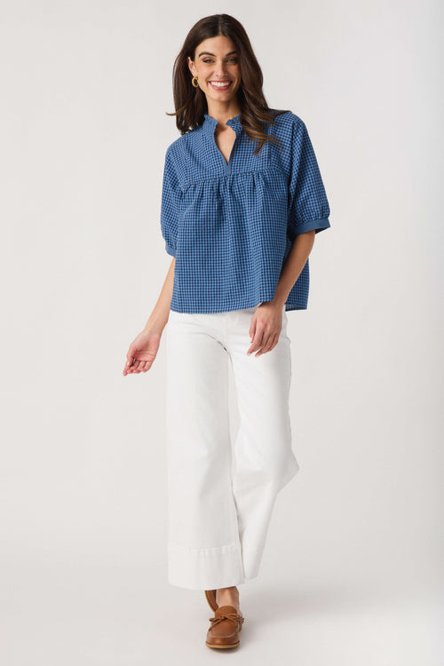 Wishlist Plaid Mock Neck Blouse