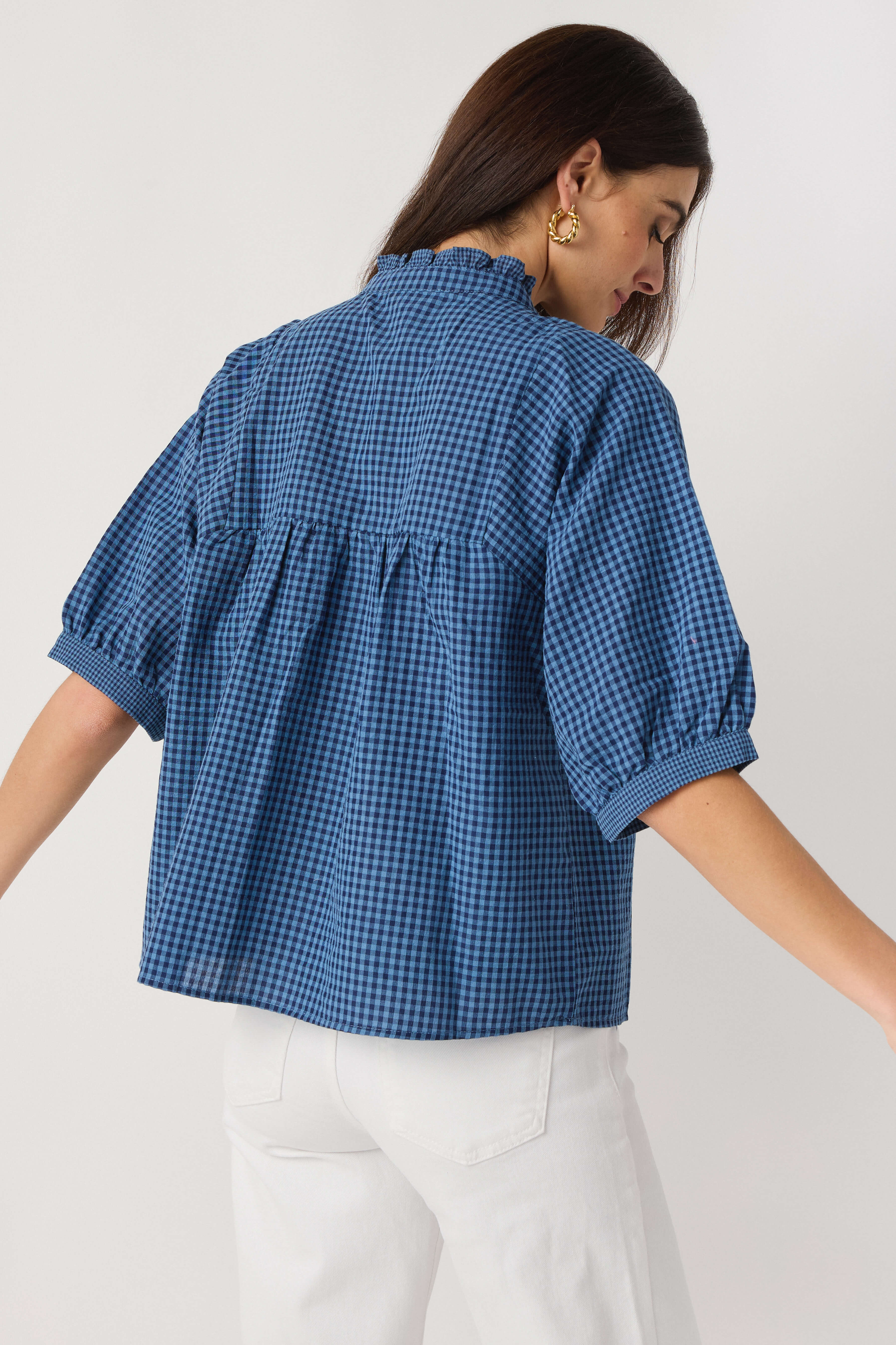 Wishlist Plaid Mock Neck Blouse