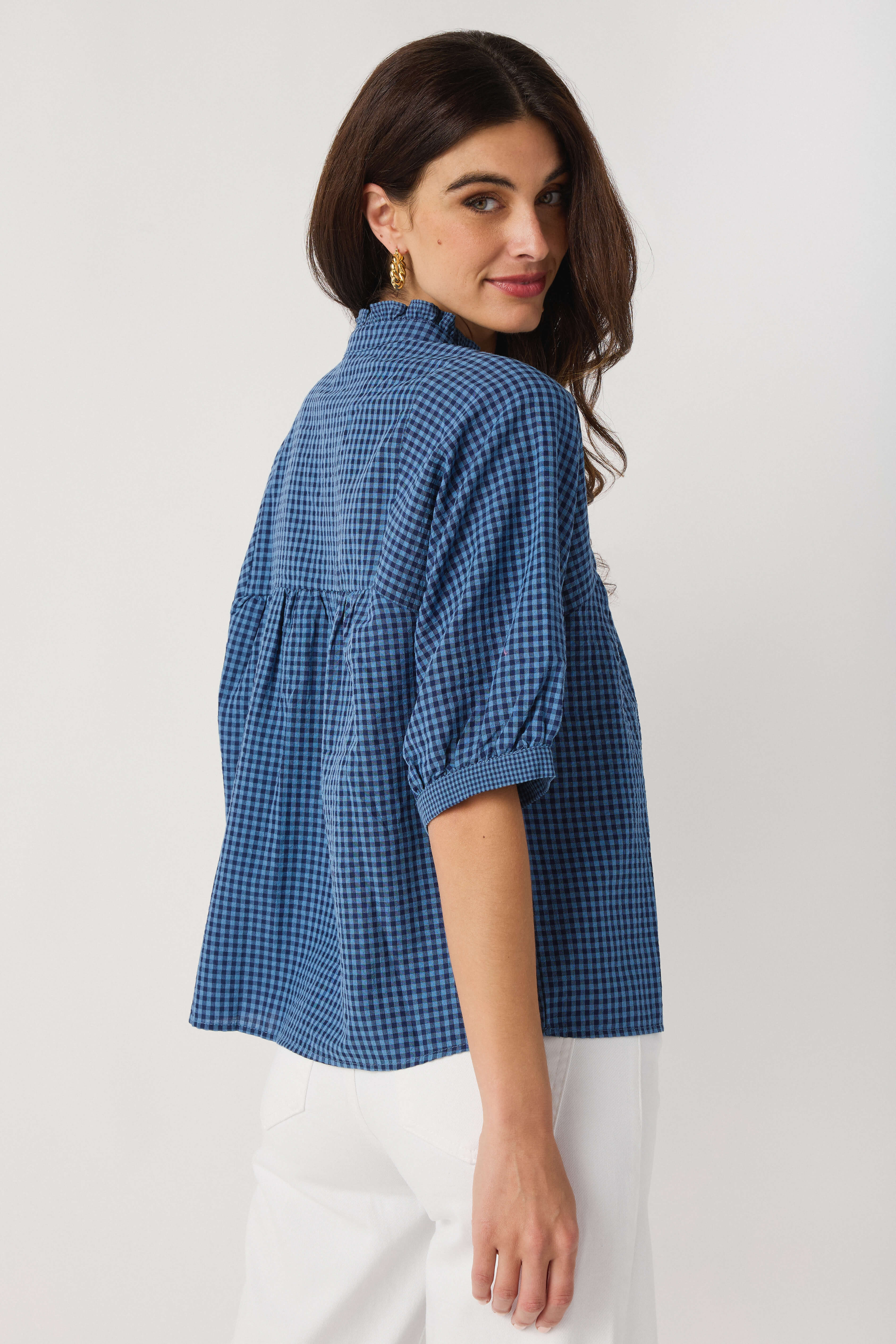 Wishlist Plaid Mock Neck Blouse