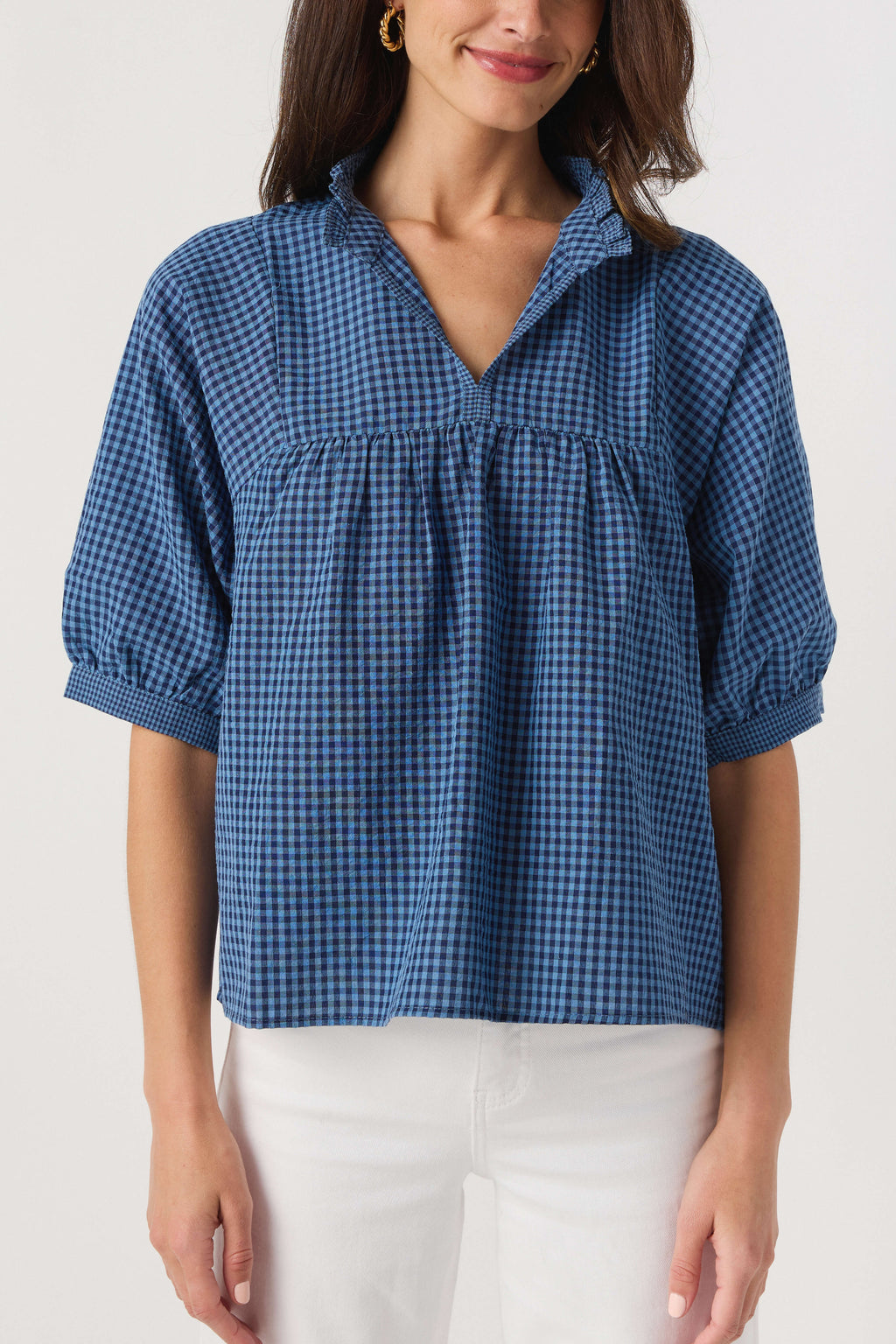 Wishlist Plaid Mock Neck Blouse