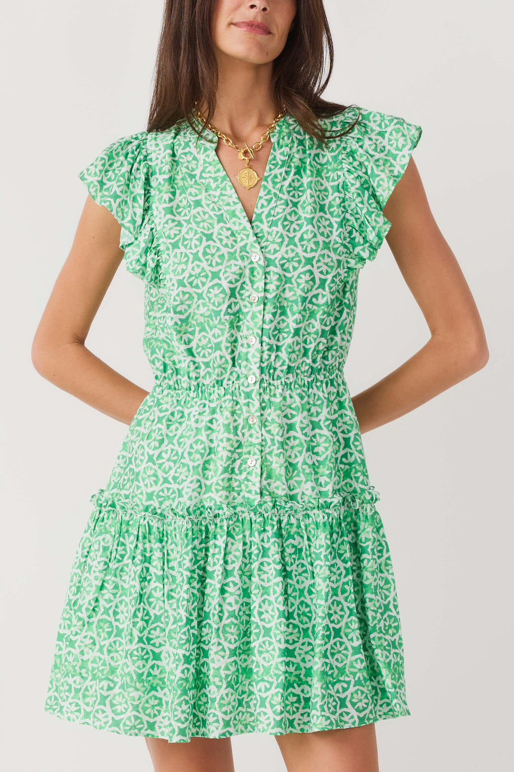 Pinch Geometric Ruffled Mini Dress