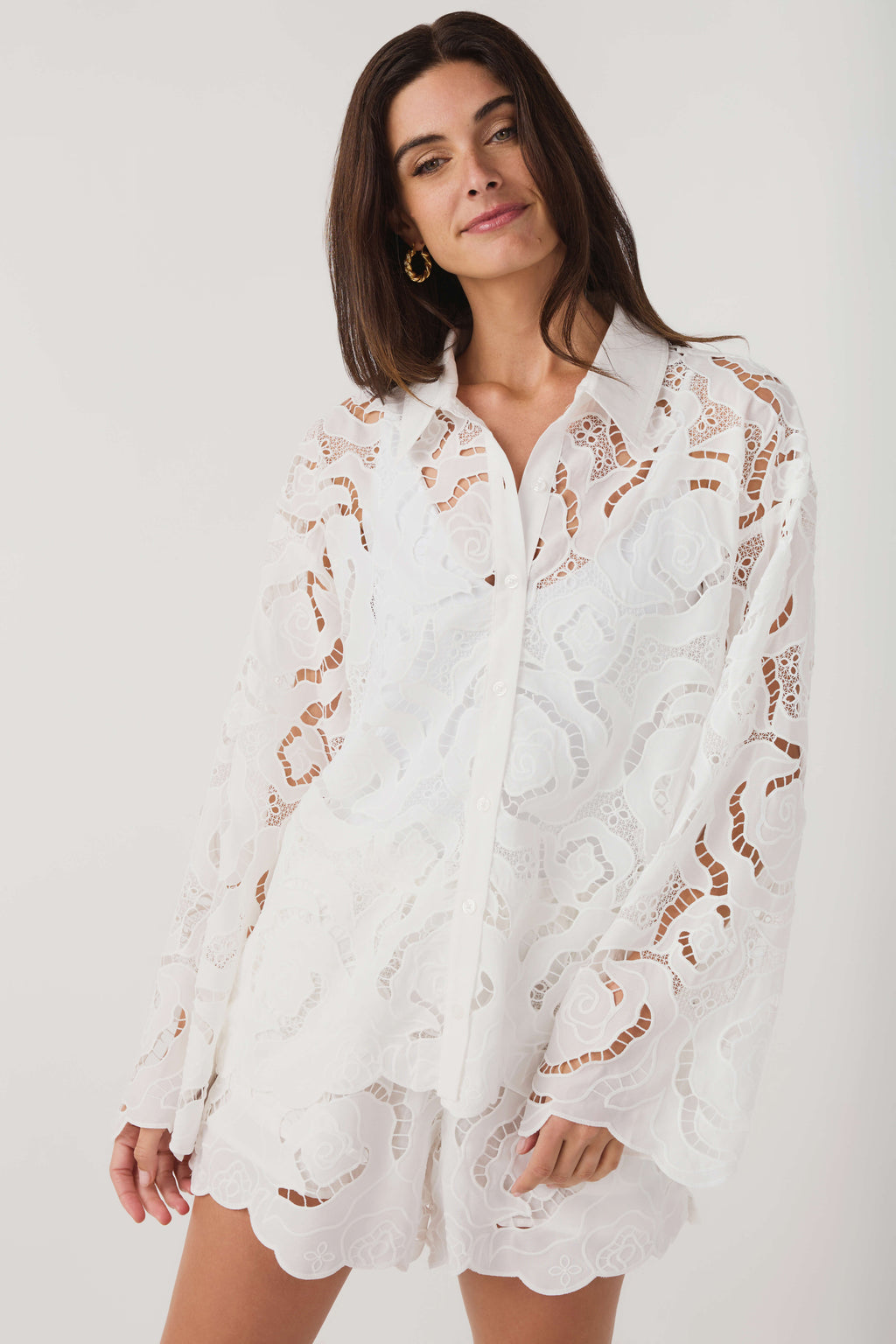 Miou Muse Floral Eyelet Top