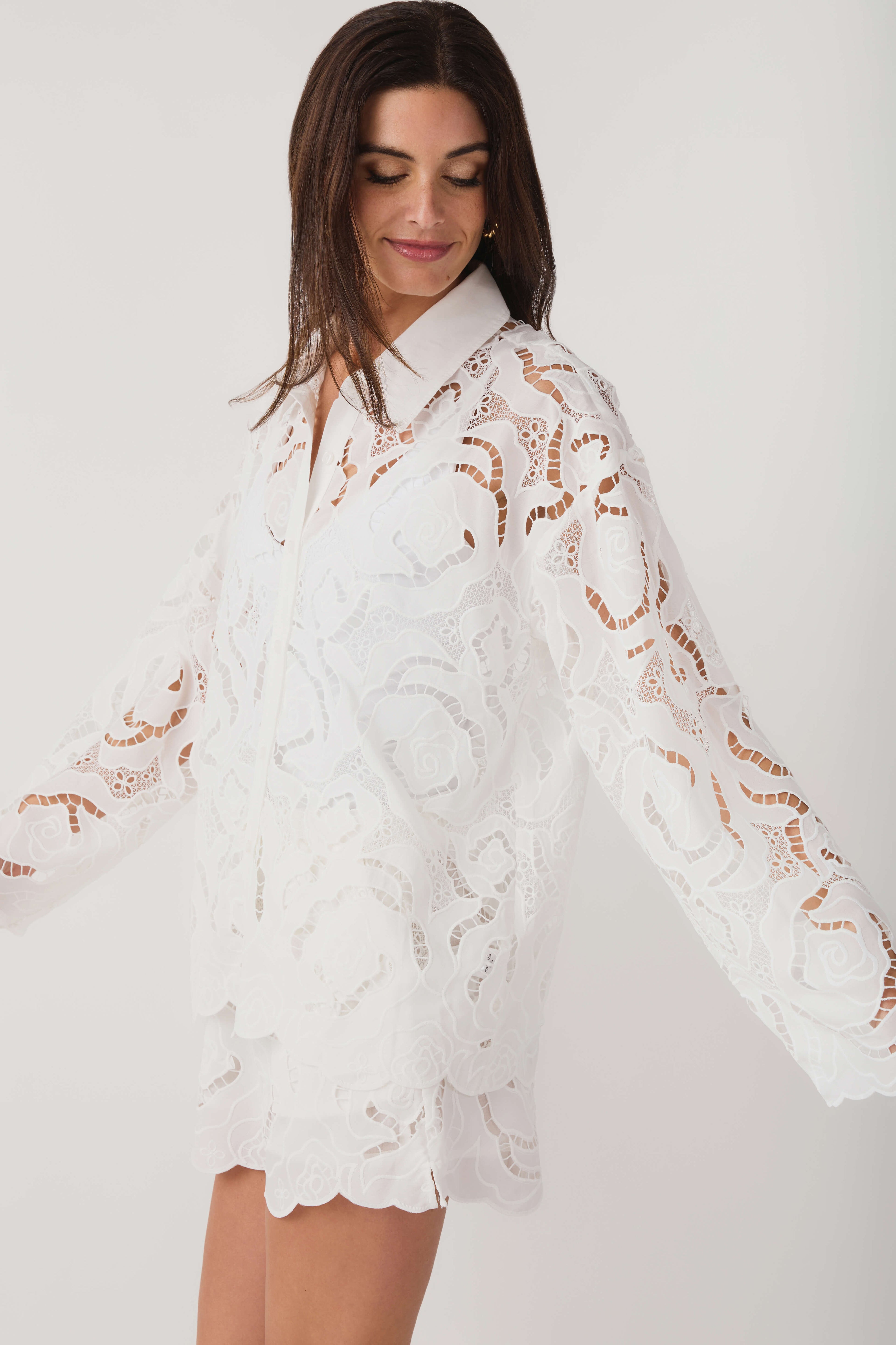 Miou Muse Floral Eyelet Top