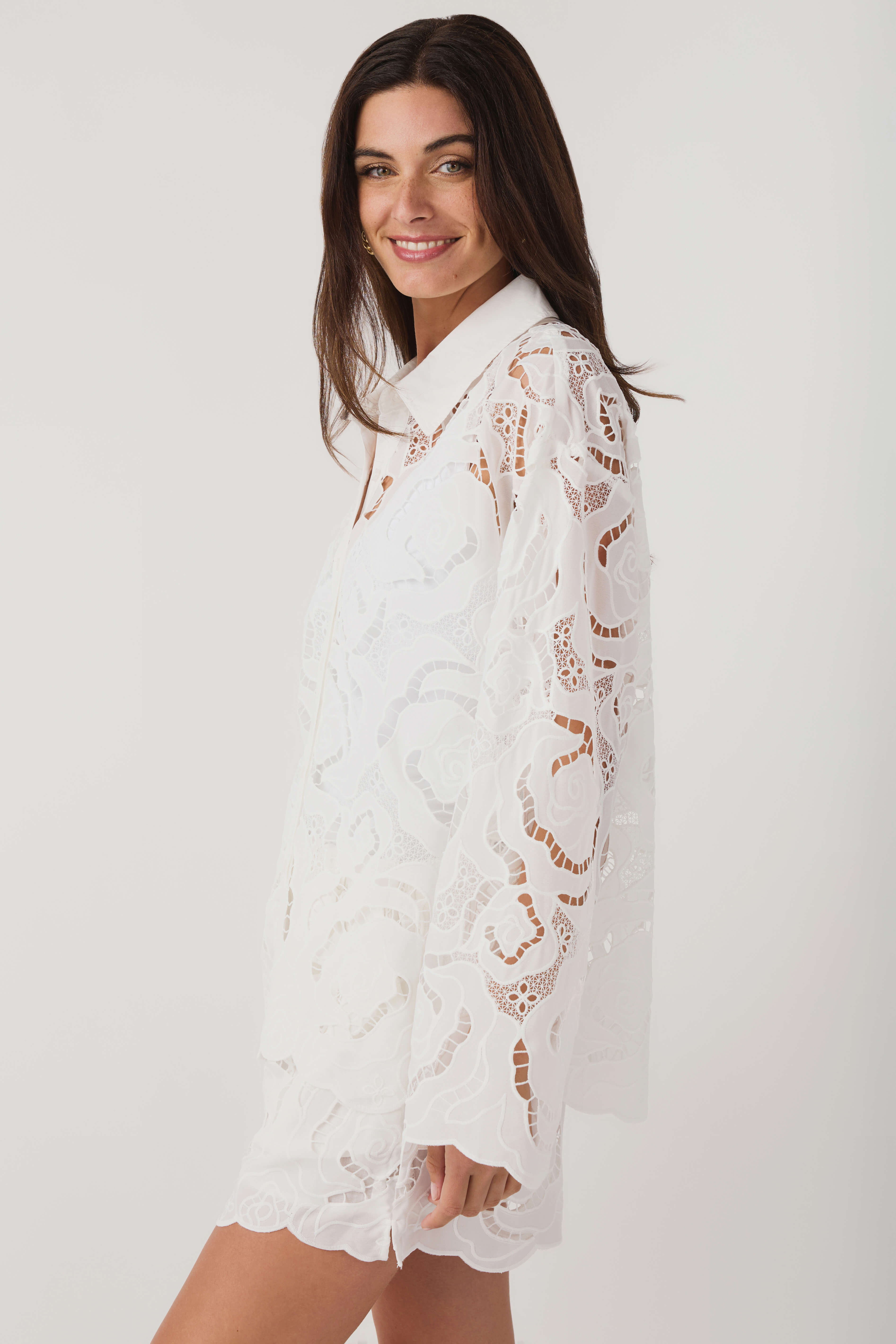 Miou Muse Floral Eyelet Top