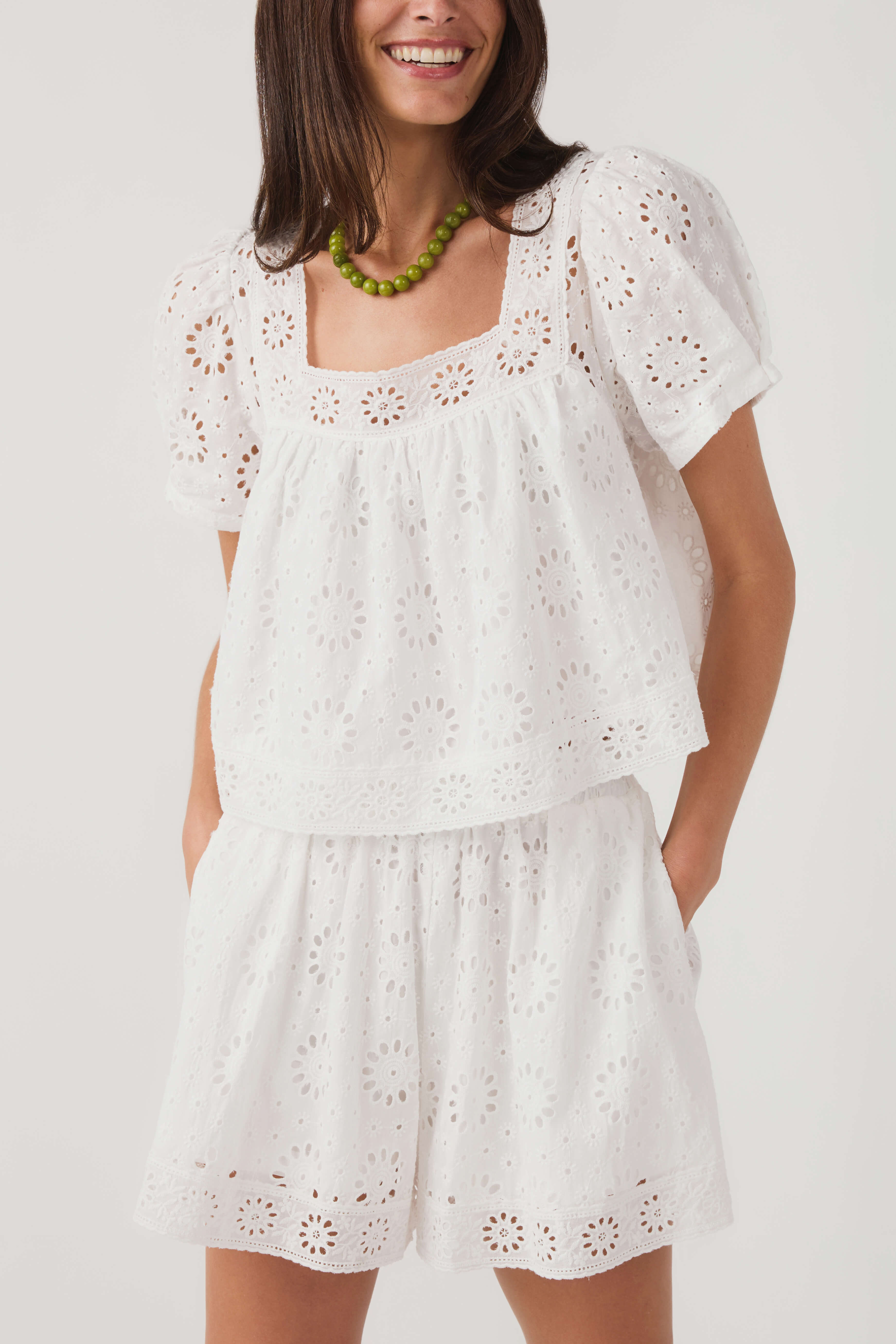 Mable Eyelet Embroidered Short Set