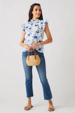 THML Ruffle Sleeve Flower Print Top