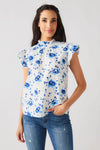 THML Ruffle Sleeve Flower Print Top