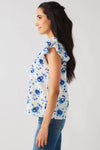THML Ruffle Sleeve Flower Print Top