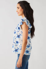 THML Ruffle Sleeve Flower Print Top