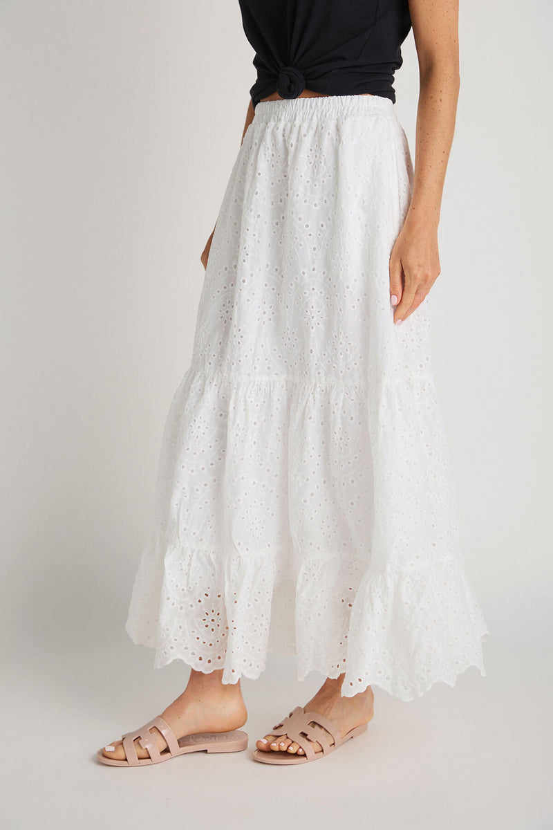 Calista Tiered Eyelet Skirt