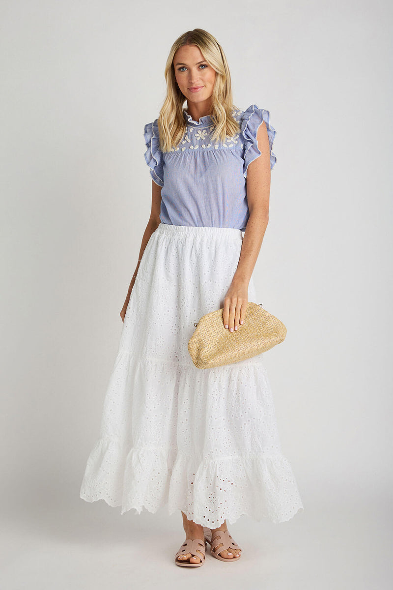 Calista Tiered Eyelet Skirt