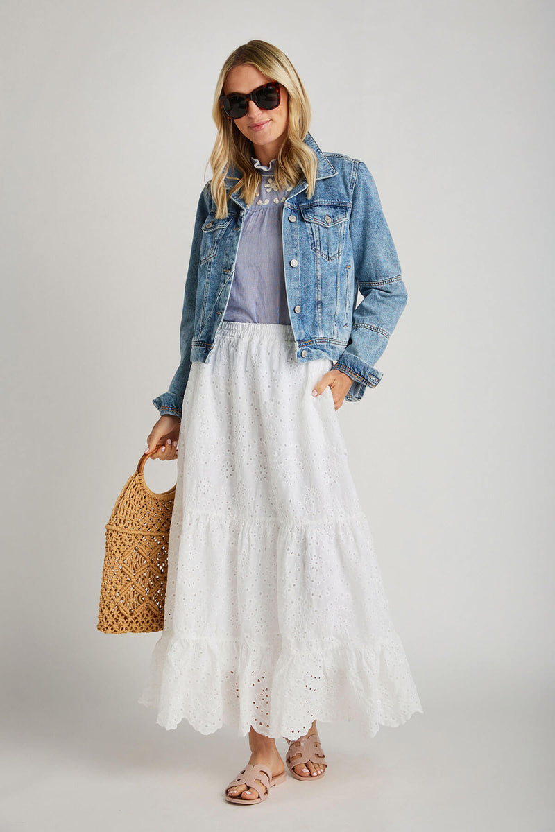 Calista Tiered Eyelet Skirt