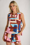 Fate Abstract Print Sleeveless Top