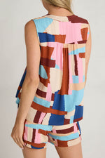 Fate Abstract Print Sleeveless Top