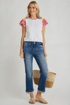 Risen Straight Leg Cuff Jeans
