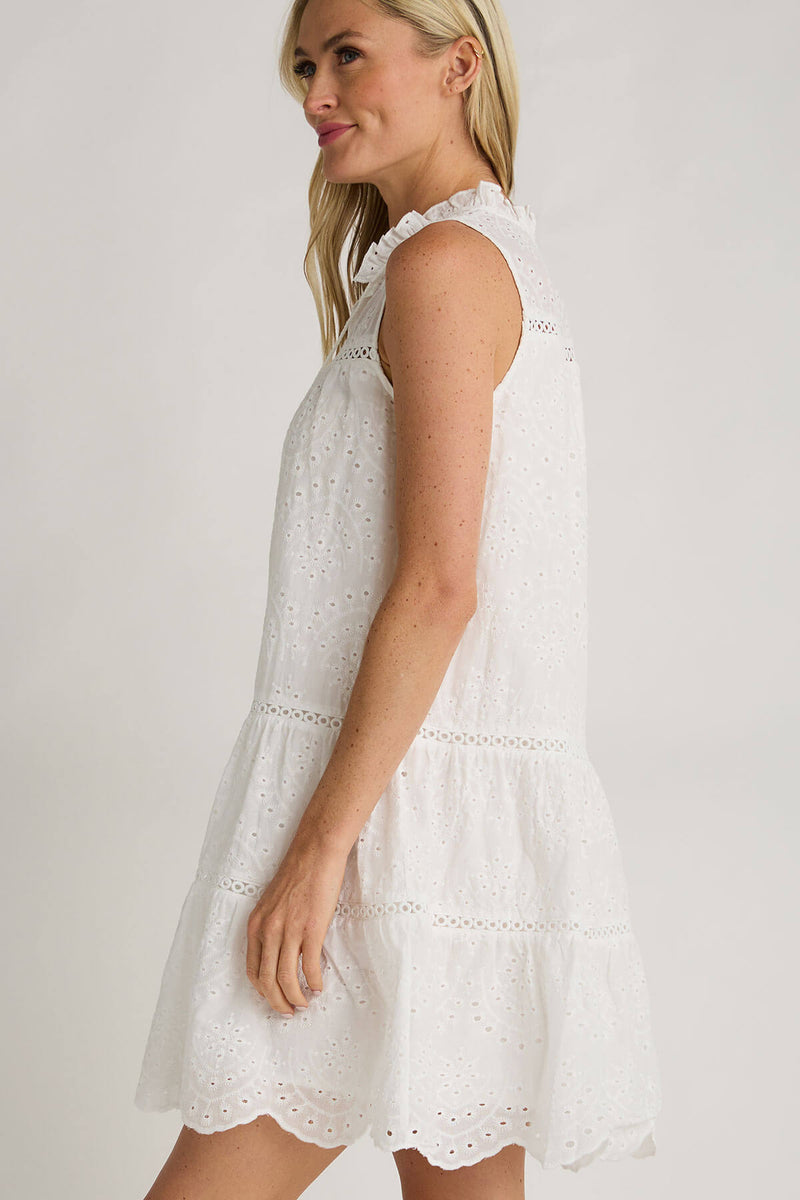 Pinch Sleeveless Eyelet Lace Mini Dress