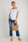 Risen Straight Leg Cuff Jeans