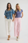 Risen Pink Wide Leg Crop Jeans