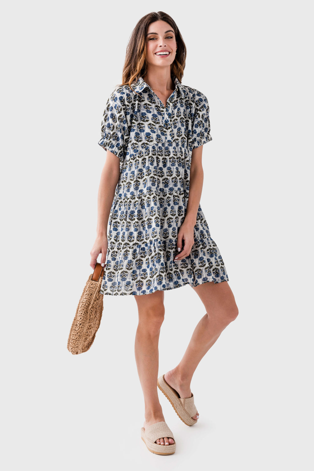 THML Puff Sleeve Flower Print Dress