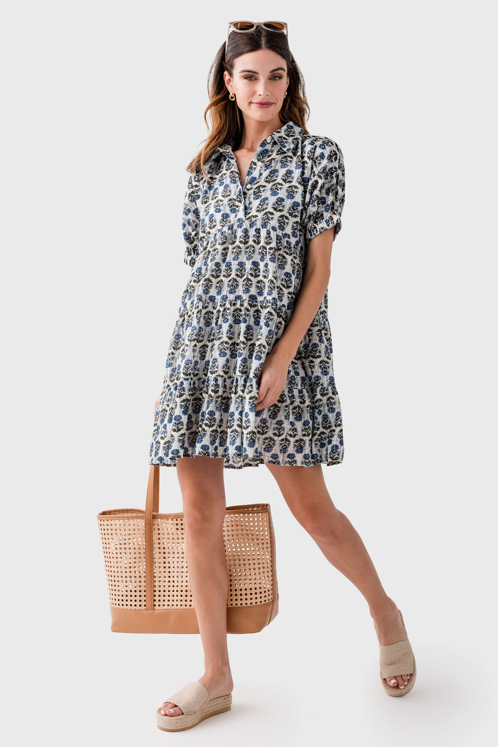 THML Puff Sleeve Flower Print Dress
