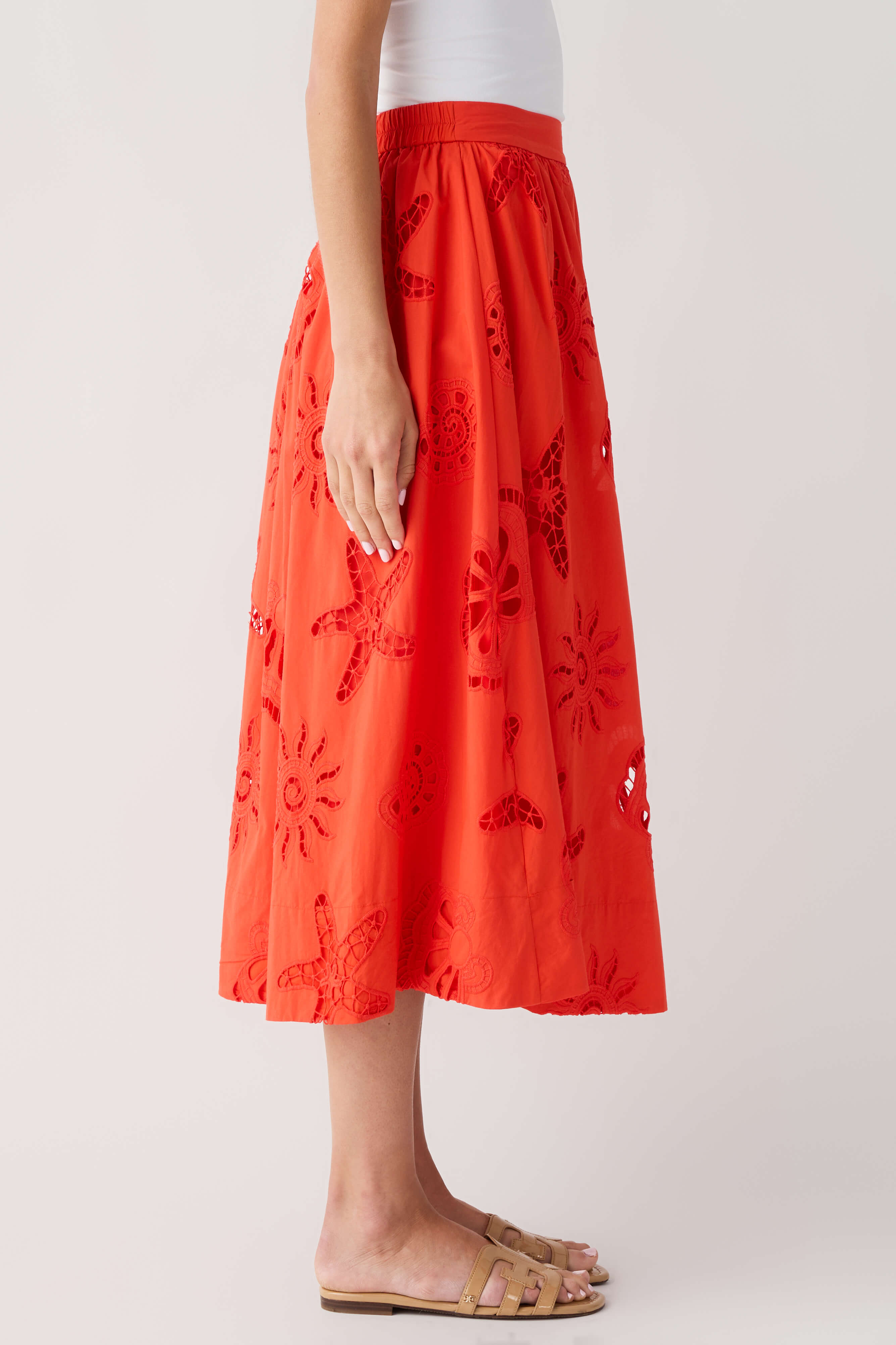 Skies Are Blue Summer Eyelet Midi Skirt