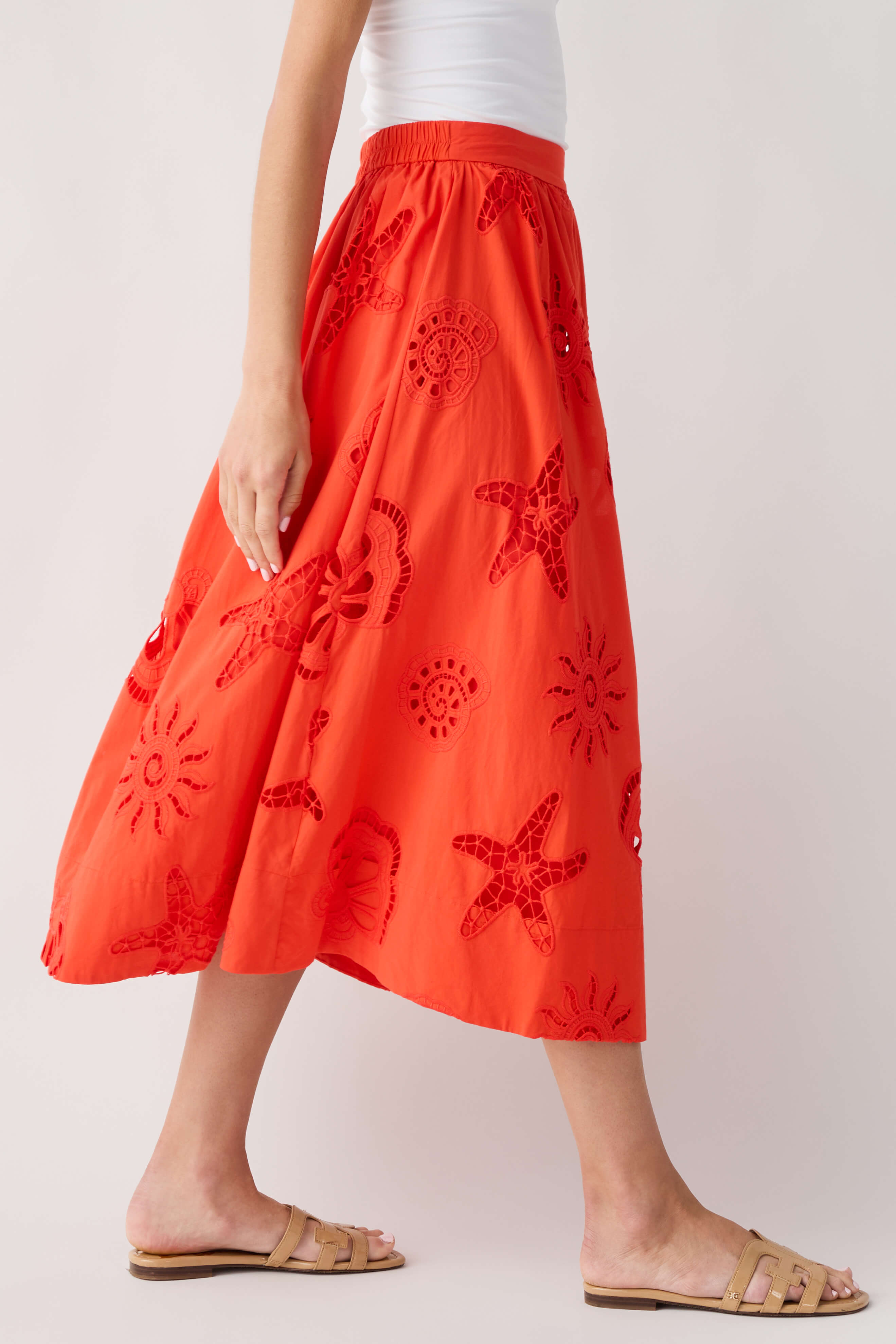 Skies Are Blue Summer Eyelet Midi Skirt